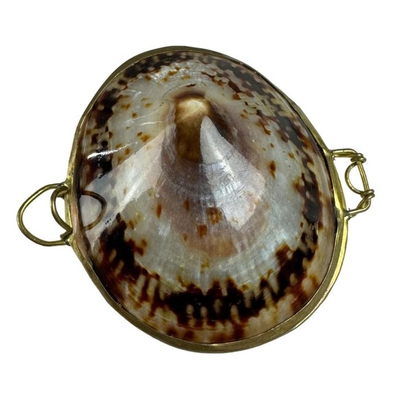 Vintage Brown Blister Shell Trinket Box 2 1/2" - Picture 3 of 5